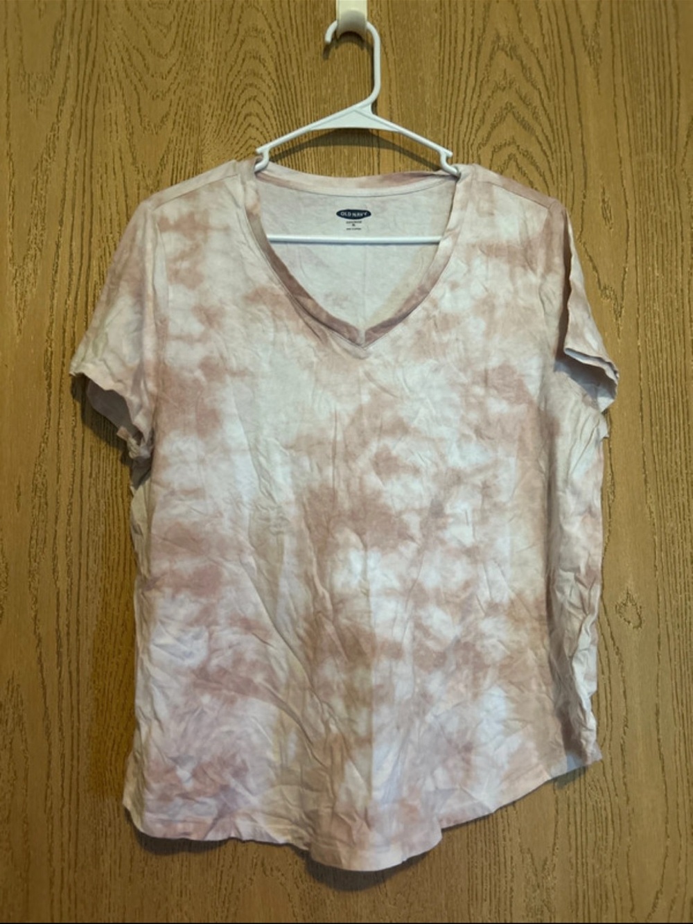 Old Navy Mauve Tie-Dye V-Neck Short Sleeve Top